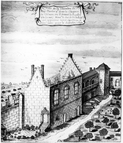 Uitzicht op de kamer in het Kasteel van Chinon waar koning Karel VII van Frankrijk Jeanne d